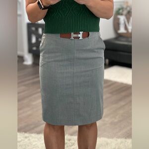 Banana Republic Gray Pencil Skirt w/ Removable Tie Belt (Petite 0P)